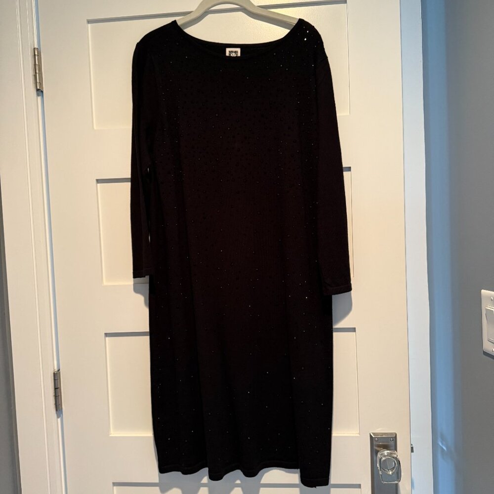 Anne Klein black cocktail dress with rhinestones on the front
